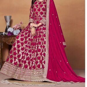Pakistan Designer Embroidered Dola Jacquard Anarkali Suit – Wedding & Festive